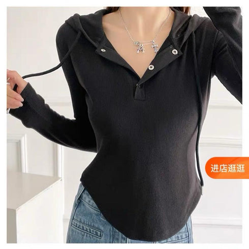 Color Down Botton Up Long Sleeves Tops